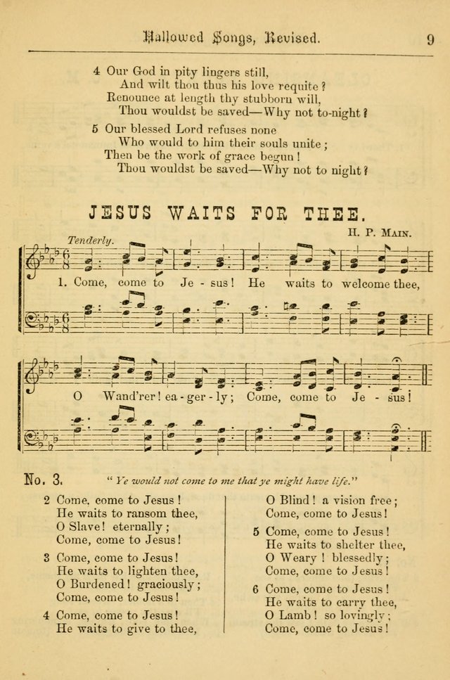 Hallowed Songs: for prayer and social meetings, containing hymns and tunes, carefully selected from all sources, both old and new, and are of the most spiritual..(Newly Revised) page 9