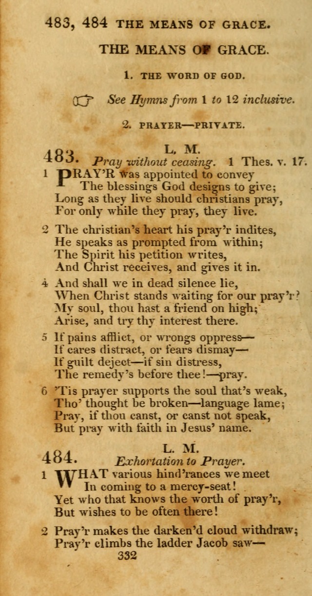 Hymns, Selected and Original: for public and private worship (1st ed.) page 332