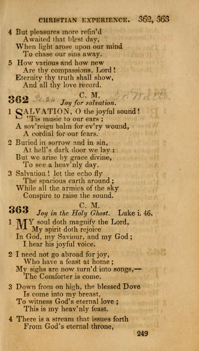Hymns: selected and original, for public and private worship (30th ed.) page 249