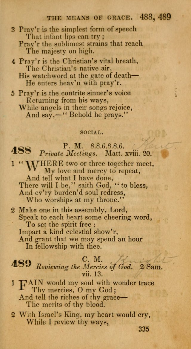 Hymns: selected and original, for public and private worship (30th ed.) page 335