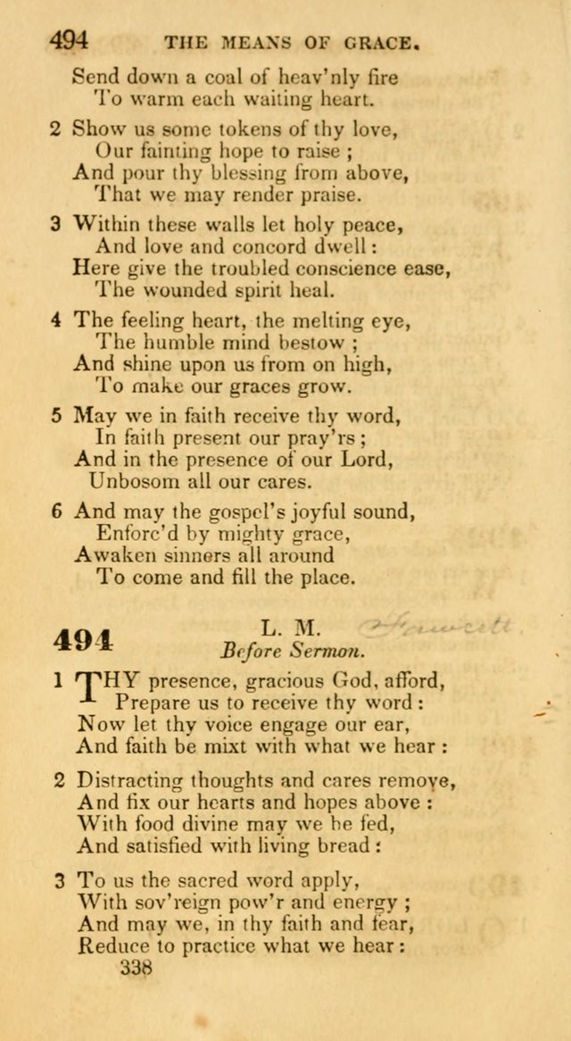 Hymns: selected and original, for public and private worship (30th ed.) page 338