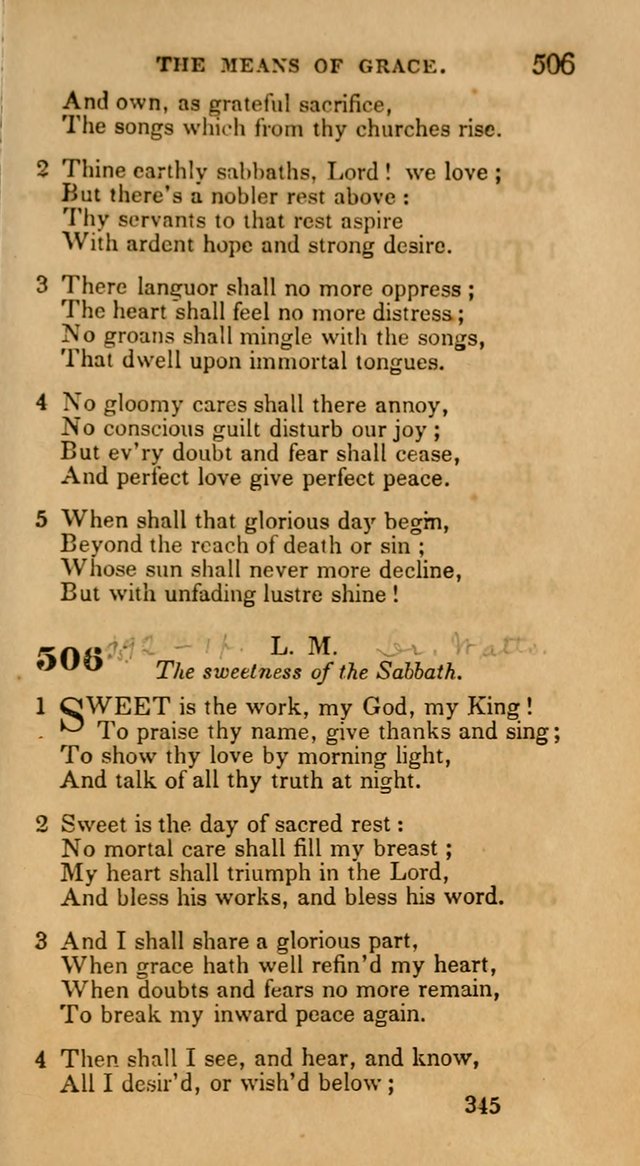 Hymns: selected and original, for public and private worship (30th ed.) page 345