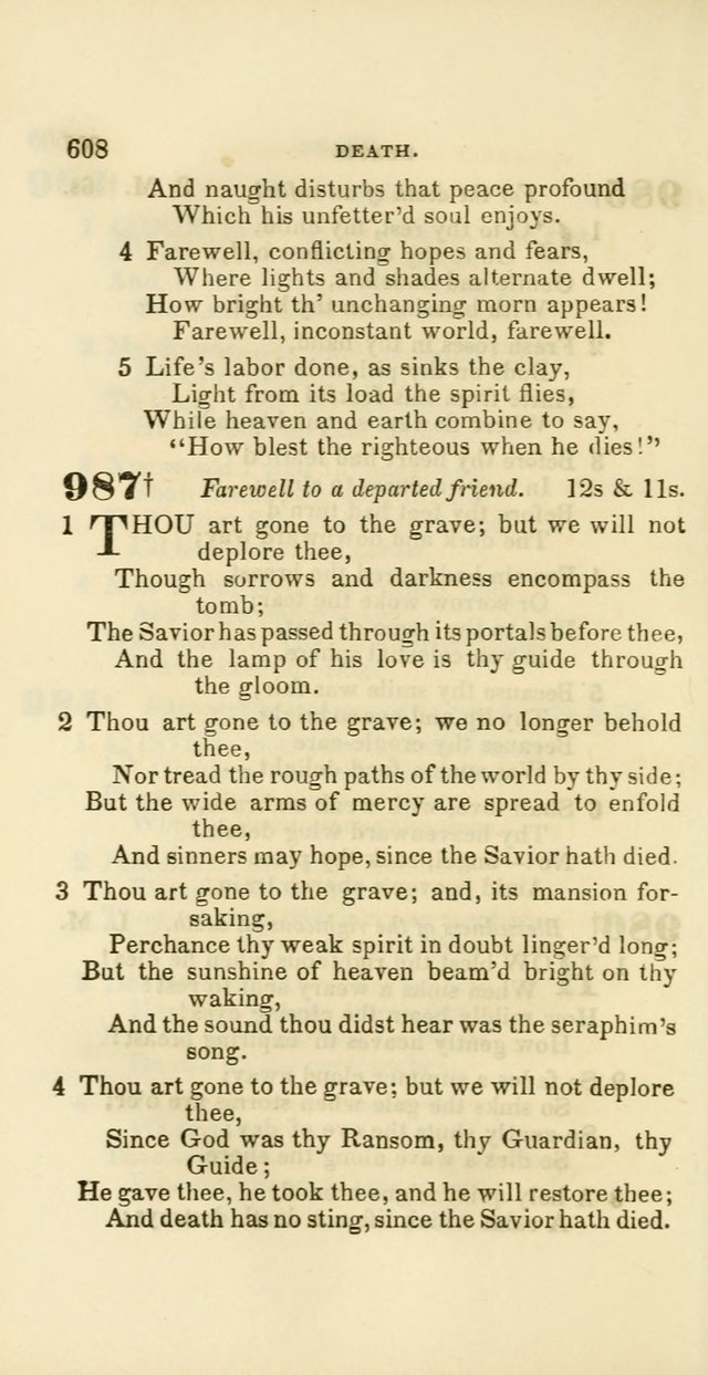 Hymns: selected and original, for public and private worship (60th ed., 1st rev. ed.) page 608