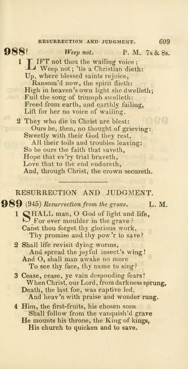 Hymns: selected and original, for public and private worship (60th ed., 1st rev. ed.) page 609
