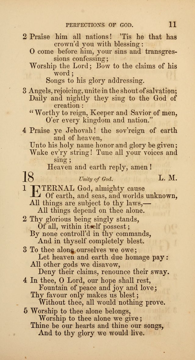 Hymns: selected and original, for public and  private worship (4th ed. 3rd rev. ed.) page 11