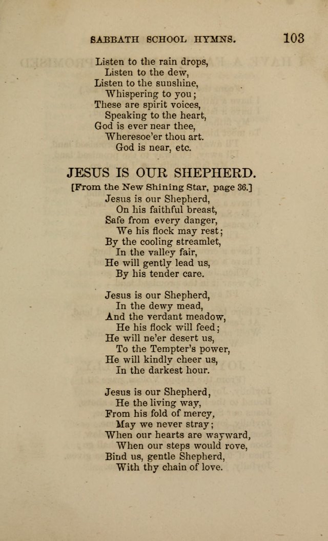 Hymns for the use of the Sabbath School of the Second Reformed Church, Albany N. Y. page 103
