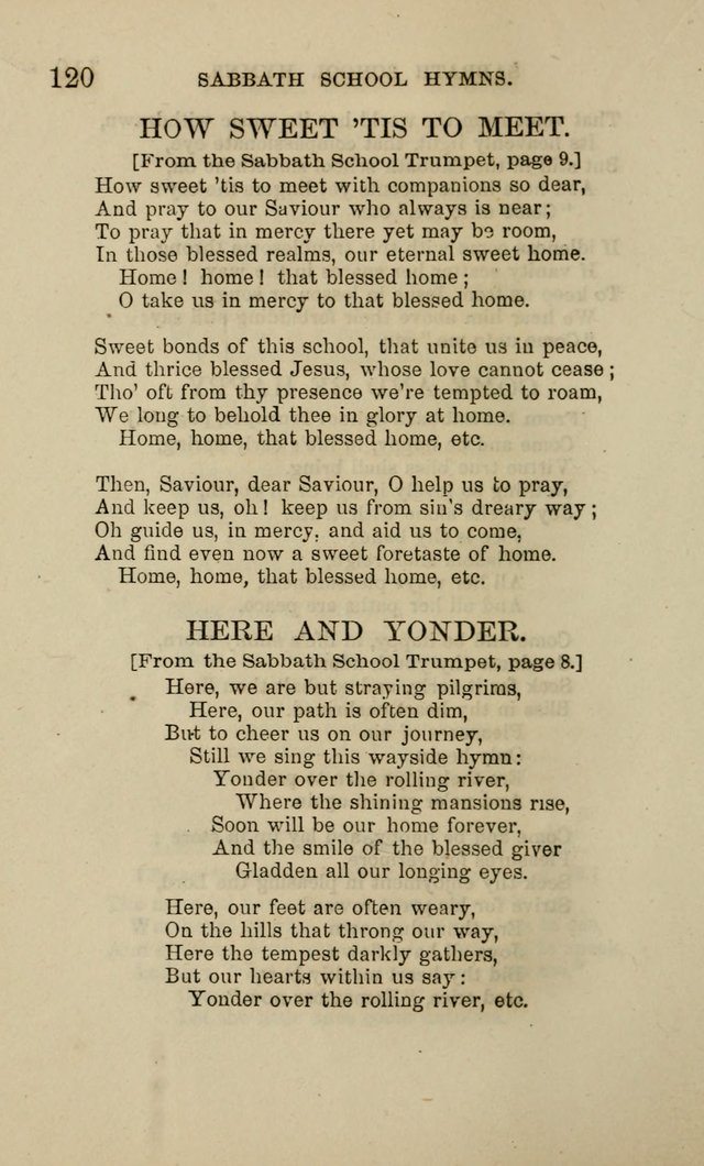 Hymns for the use of the Sabbath School of the Second Reformed Church, Albany N. Y. page 120
