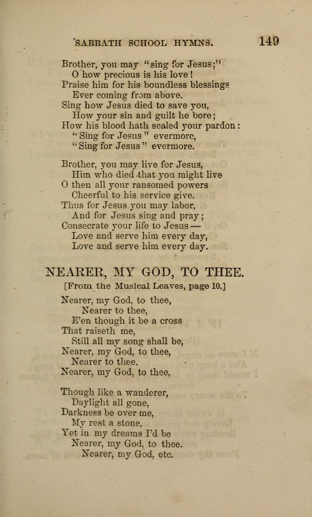 Hymns for the use of the Sabbath School of the Second Reformed Church, Albany N. Y. page 149
