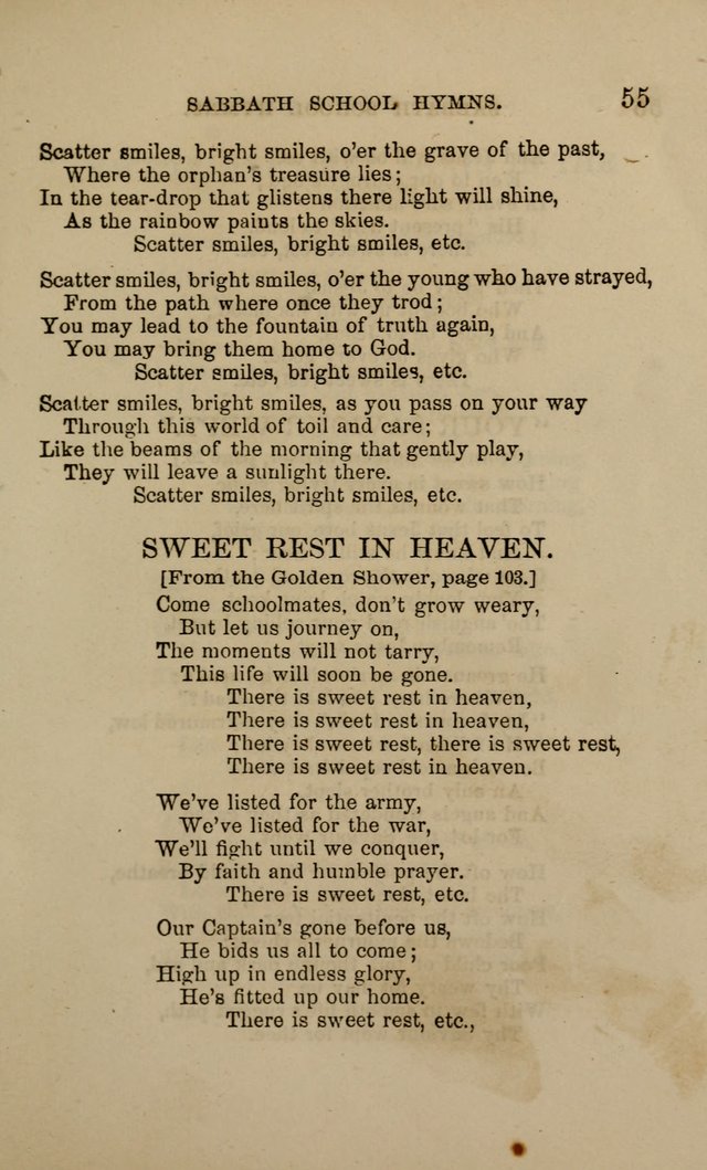 Hymns for the use of the Sabbath School of the Second Reformed Church, Albany N. Y. page 55