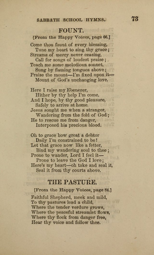 Hymns for the use of the Sabbath School of the Second Reformed Church, Albany N. Y. page 73