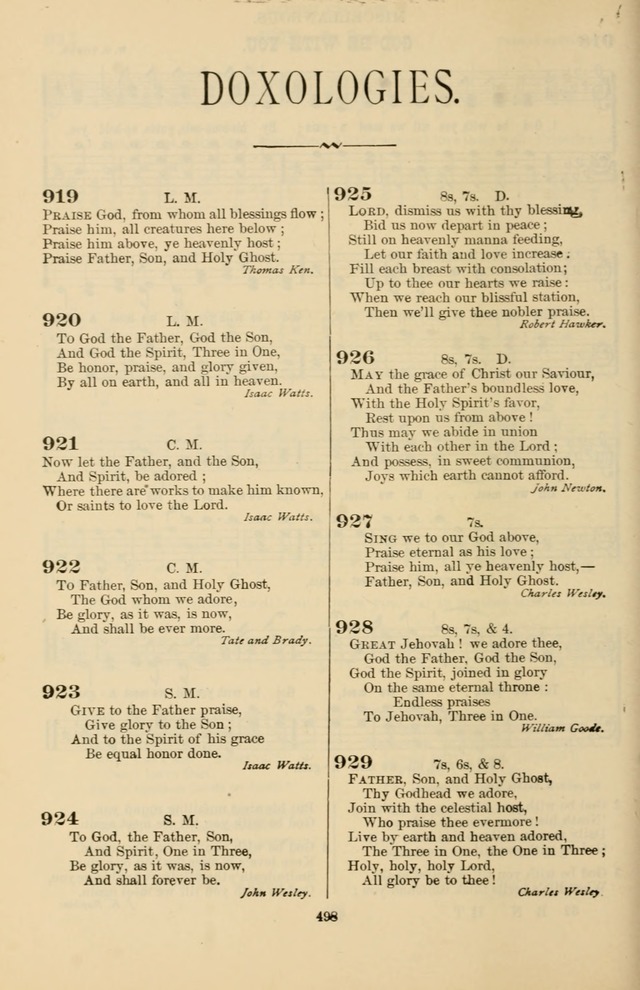 Hymn and Tune Book of the Methodist Episcopal Church, South (Round Note Ed.) page 498
