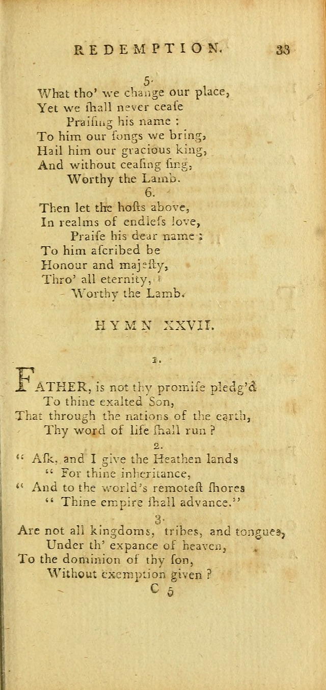 Hymns for the Use of the Society of United Christian Friends: with their constitution annexed page 33