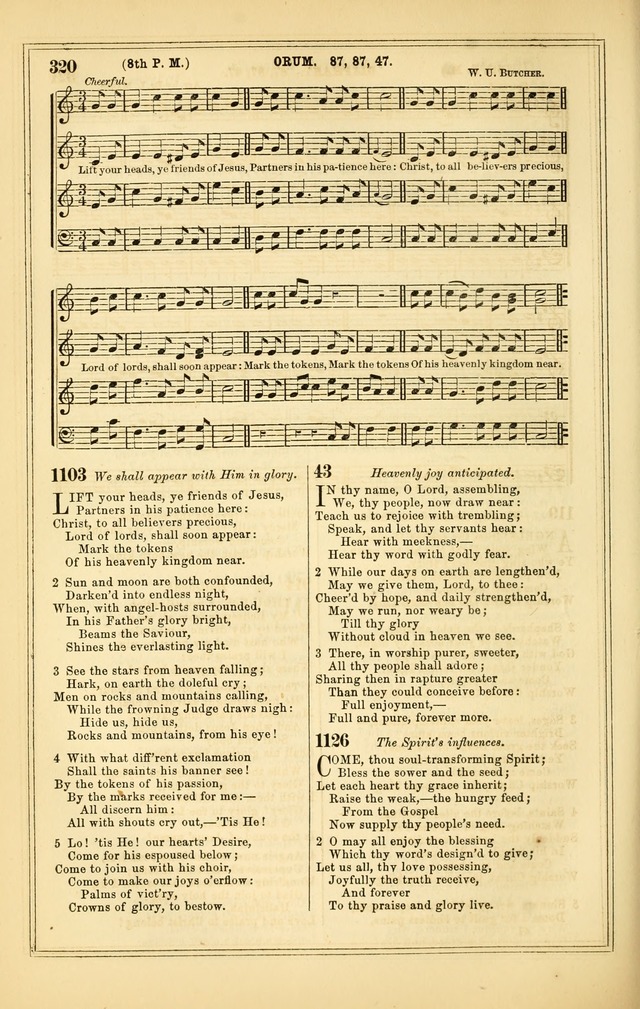The Heart and Voice: or, Songs of Praise for the Sanctuary: hymn and tune book, designed for congregational singing in the Methodist Episcopal Church, and for congregations generally page 320