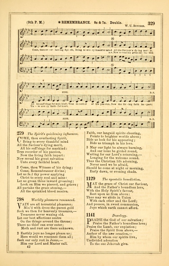 The Heart and Voice: or, Songs of Praise for the Sanctuary: hymn and tune book, designed for congregational singing in the Methodist Episcopal Church, and for congregations generally page 329