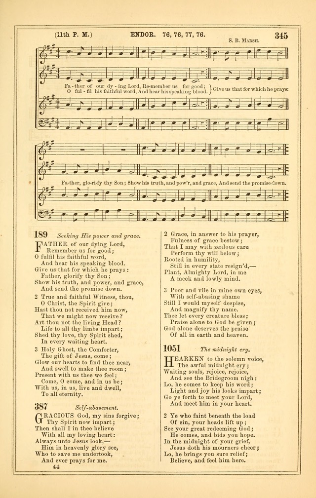 The Heart and Voice: or, Songs of Praise for the Sanctuary: hymn and tune book, designed for congregational singing in the Methodist Episcopal Church, and for congregations generally page 345
