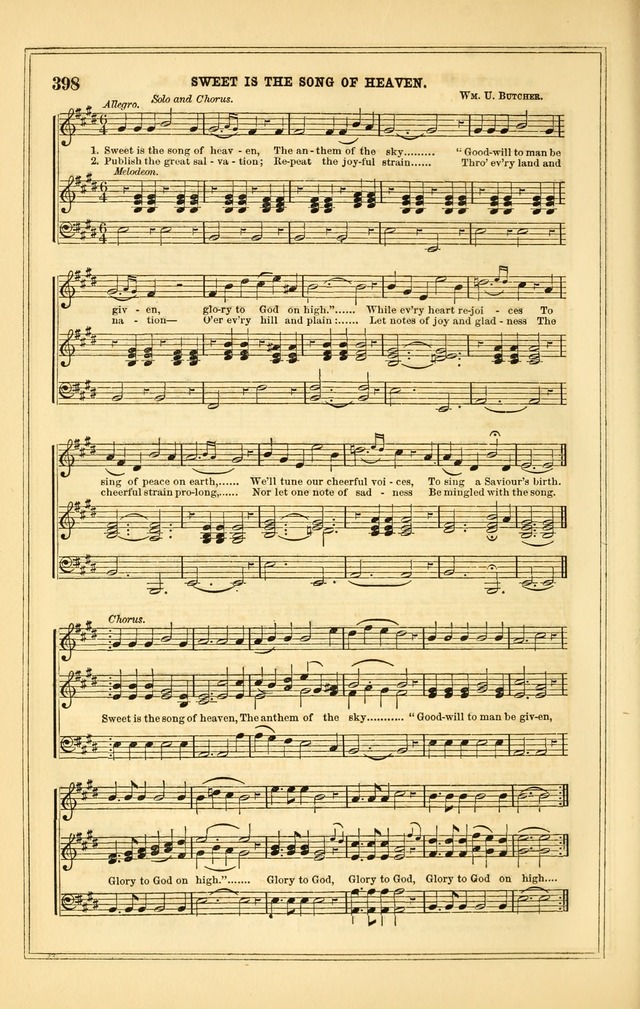 The Heart and Voice: or, Songs of Praise for the Sanctuary: hymn and tune book, designed for congregational singing in the Methodist Episcopal Church, and for congregations generally page 398