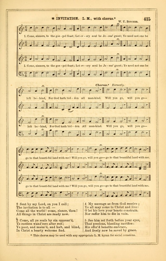 The Heart and Voice: or, Songs of Praise for the Sanctuary: hymn and tune book, designed for congregational singing in the Methodist Episcopal Church, and for congregations generally page 415