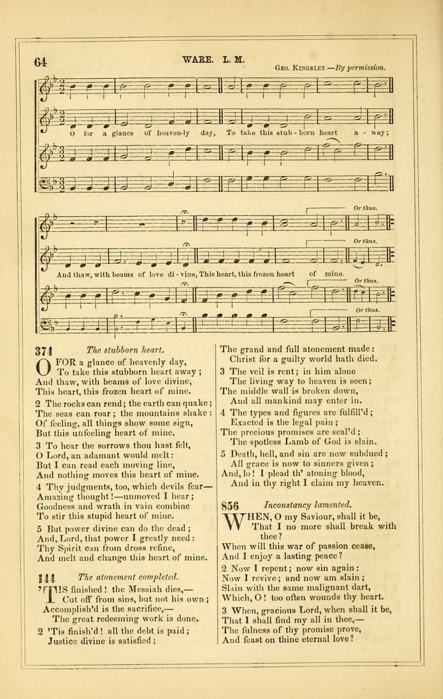 The Heart and Voice: or, Songs of Praise for the Sanctuary: hymn and tune book, designed for congregational singing in the Methodist Episcopal Church, and for congregations generally page 64