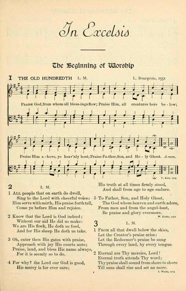 In Excelsis: Hymns with Tunes for Christian Worship. 7th ed. page 1