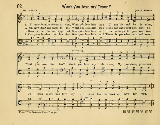 Infant Praises: a collection of sacred songs, hymns, and music, for use in the Sabbath school primary department page 62
