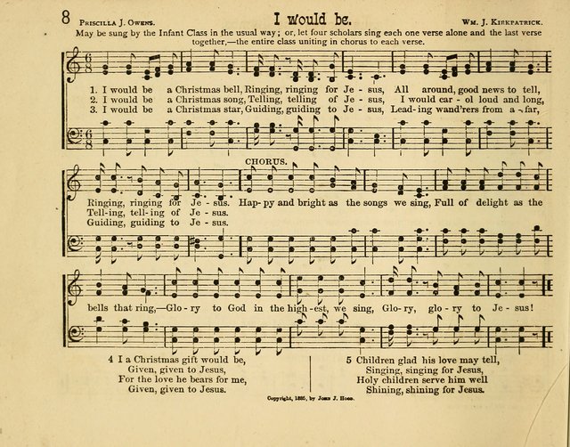 Infant Praises: a collection of sacred songs, hymns, and music, for use in the Sabbath school primary department page 8