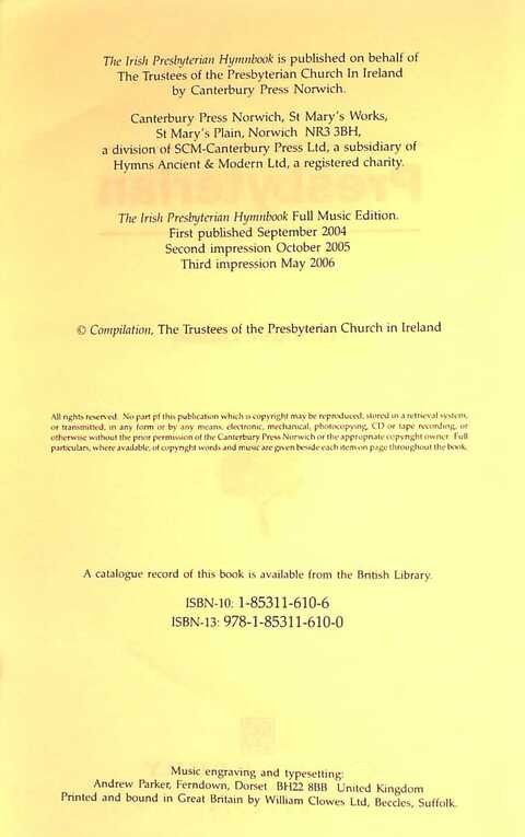 The Irish Presbyterian Hymnbook page iii