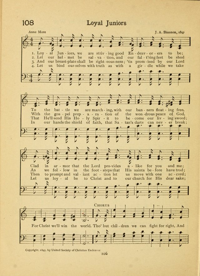 Junior Carols: a collection of sacred songs for Junior Societies, Sunday Schools, the Home Circle page 106