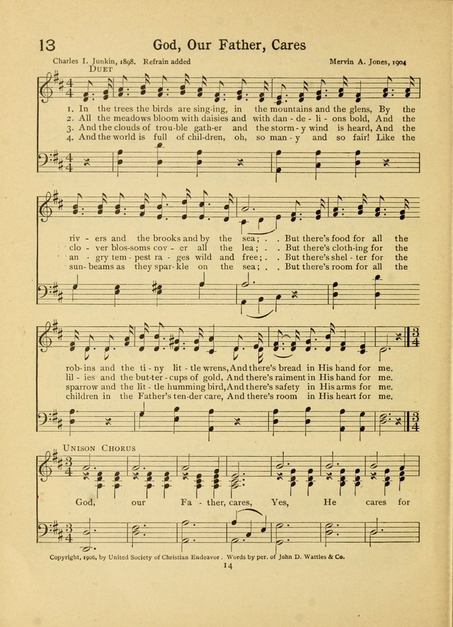 Junior Carols: a collection of sacred songs for Junior Societies, Sunday Schools, the Home Circle page 14