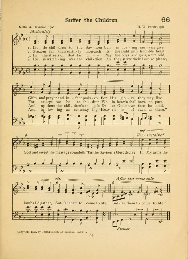 Junior Carols: a collection of sacred songs for Junior Societies, Sunday Schools, the Home Circle page 67