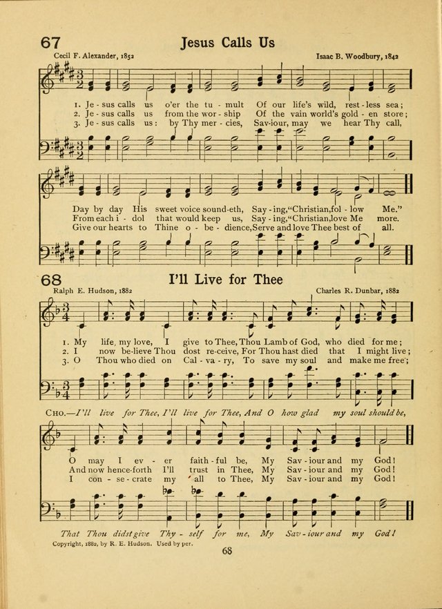 Junior Carols: a collection of sacred songs for Junior Societies, Sunday Schools, the Home Circle page 68