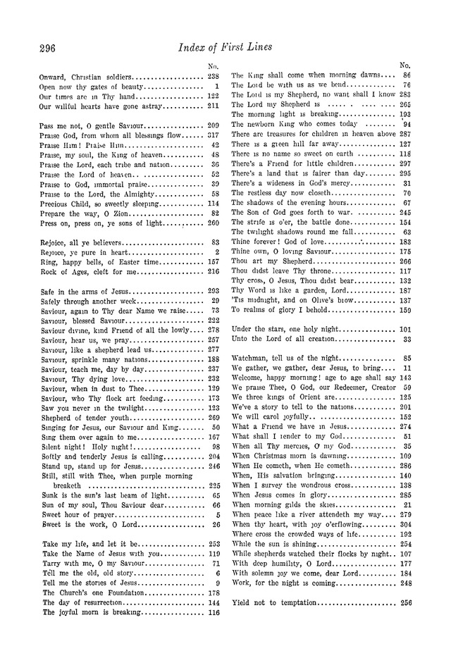 The Junior Hymnal, Containing Sunday School and Luther League Liturgy and Hymns for the Sunday School page 296