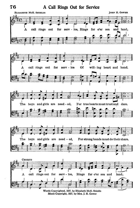 Junior Hymns and Songs: for use in Church School, Sunday Session, Week Day Session, Vacation Session, Junior Societies (Judson Ed.) page 76