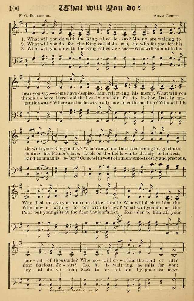 Junior Songs: a collection of sacred hymns and songs; for use in meetings of junior societies, Sunday Schools, etc. page 106