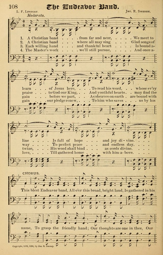 Junior Songs: a collection of sacred hymns and songs; for use in meetings of junior societies, Sunday Schools, etc. page 108