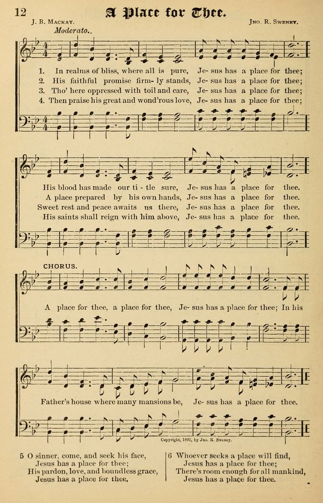 Junior Songs: a collection of sacred hymns and songs; for use in meetings of junior societies, Sunday Schools, etc. page 12