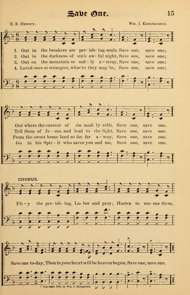 Junior Songs: a collection of sacred hymns and songs; for use in meetings of junior societies, Sunday Schools, etc. page 15