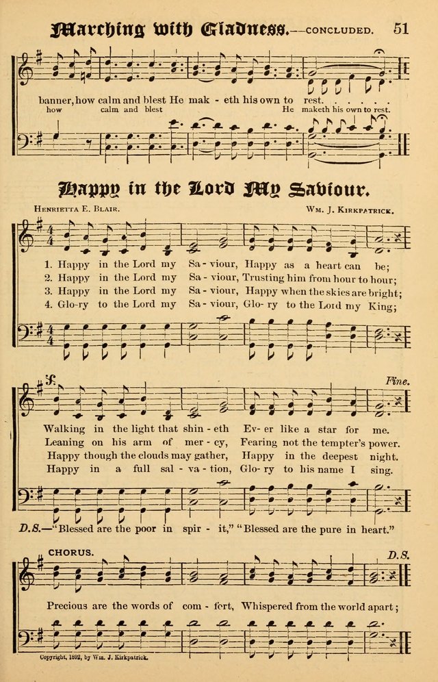 Junior Songs: a collection of sacred hymns and songs; for use in meetings of junior societies, Sunday Schools, etc. page 51