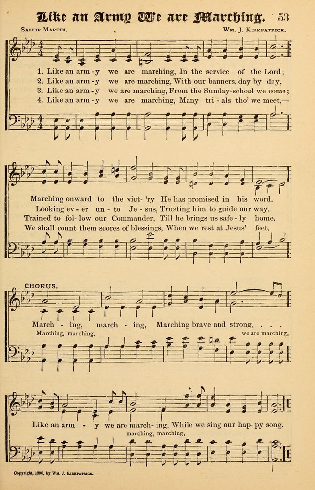 Junior Songs: a collection of sacred hymns and songs; for use in meetings of junior societies, Sunday Schools, etc. page 53