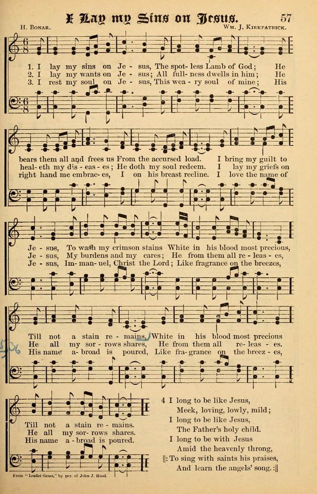 Junior Songs: a collection of sacred hymns and songs; for use in meetings of junior societies, Sunday Schools, etc. page 57
