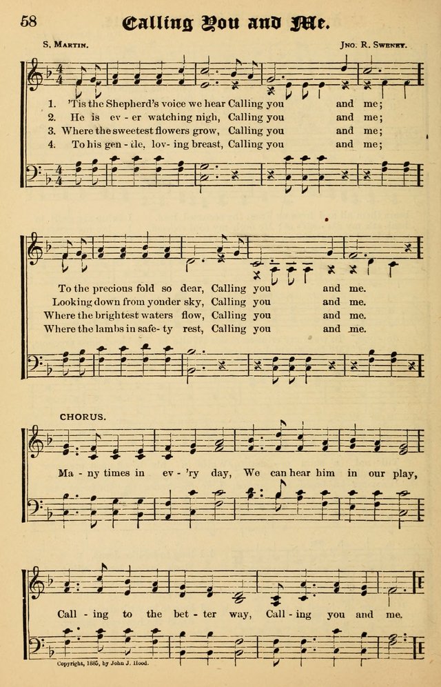 Junior Songs: a collection of sacred hymns and songs; for use in meetings of junior societies, Sunday Schools, etc. page 58