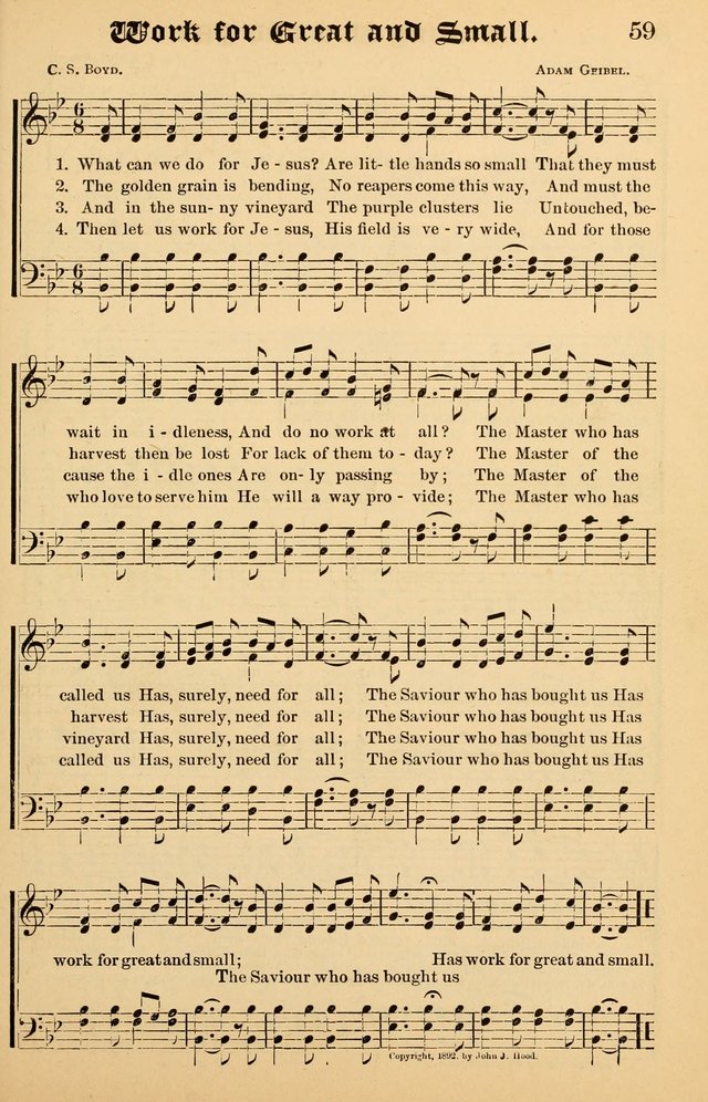 Junior Songs: a collection of sacred hymns and songs; for use in meetings of junior societies, Sunday Schools, etc. page 59