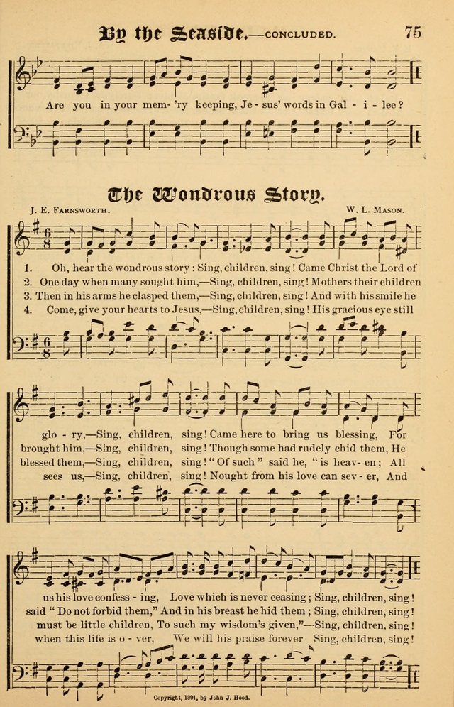 Junior Songs: a collection of sacred hymns and songs; for use in meetings of junior societies, Sunday Schools, etc. page 75
