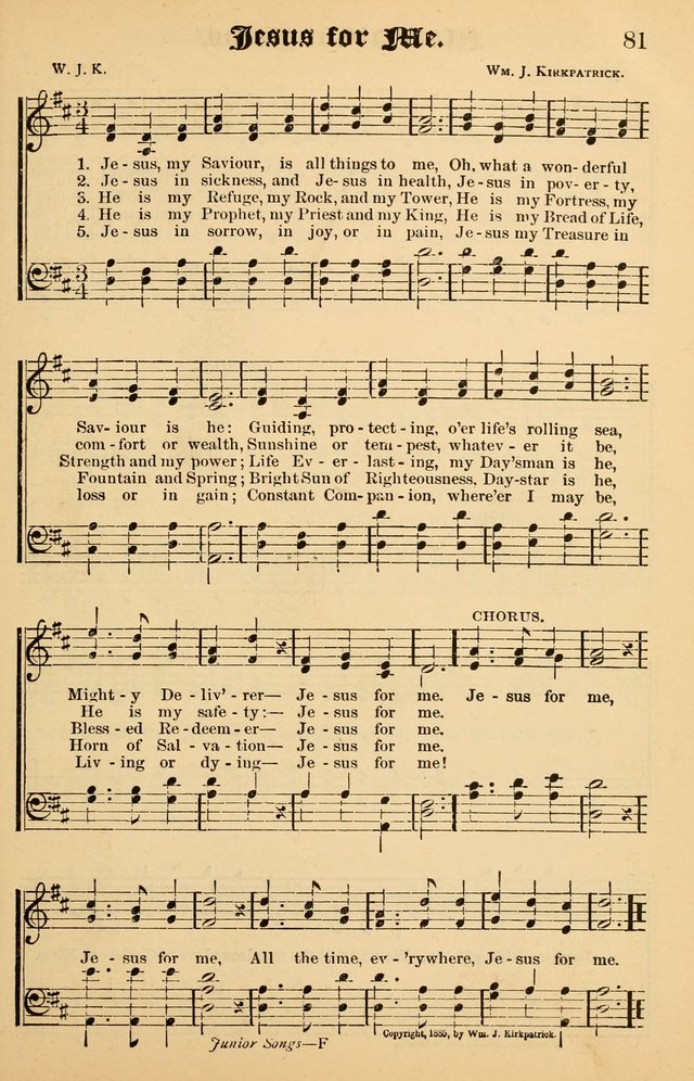 Junior Songs: a collection of sacred hymns and songs; for use in meetings of junior societies, Sunday Schools, etc. page 81