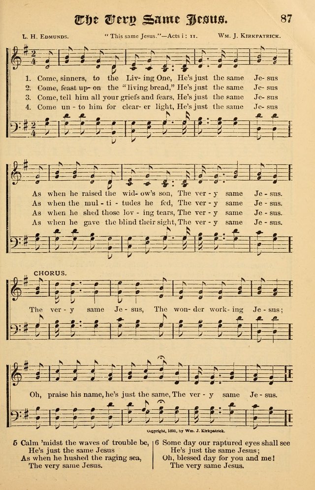Junior Songs: a collection of sacred hymns and songs; for use in meetings of junior societies, Sunday Schools, etc. page 87