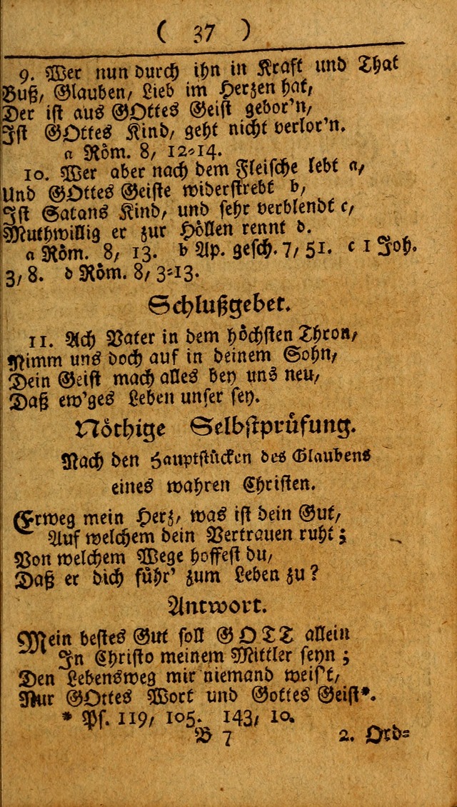 Kleine catechismus des D. Martin Luthers: nebst den gewoÌˆhulichen Morgen-Zisch- und Abend-Gebeten ; welchem die ordnung des heils ... wie auch ... d page 37
