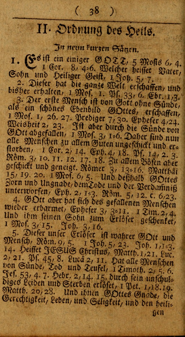 Kleine catechismus des D. Martin Luthers: nebst den gewoÌˆhulichen Morgen-Zisch- und Abend-Gebeten ; welchem die ordnung des heils ... wie auch ... d page 38