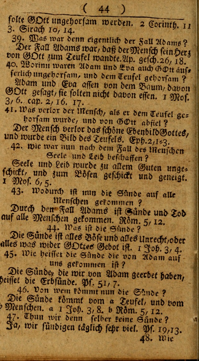 Kleine catechismus des D. Martin Luthers: nebst den gewoÌˆhulichen Morgen-Zisch- und Abend-Gebeten ; welchem die ordnung des heils ... wie auch ... d page 44