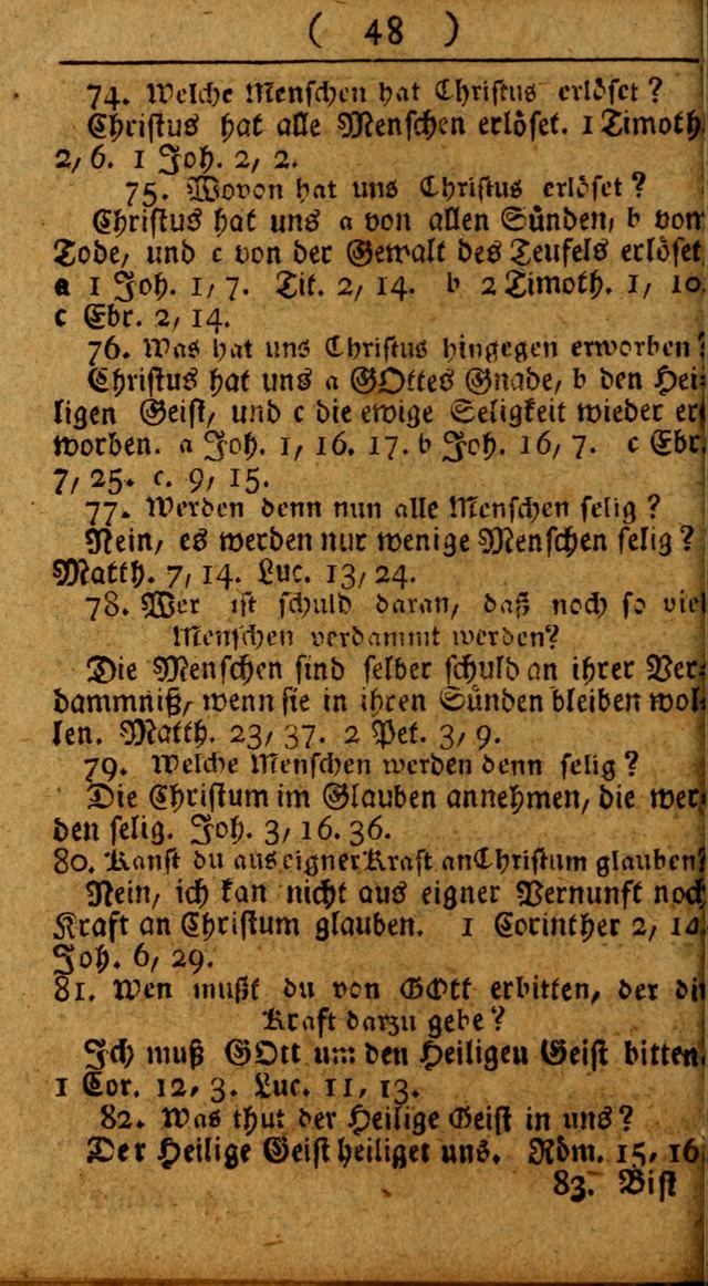 Kleine catechismus des D. Martin Luthers: nebst den gewoÌˆhulichen Morgen-Zisch- und Abend-Gebeten ; welchem die ordnung des heils ... wie auch ... d page 48