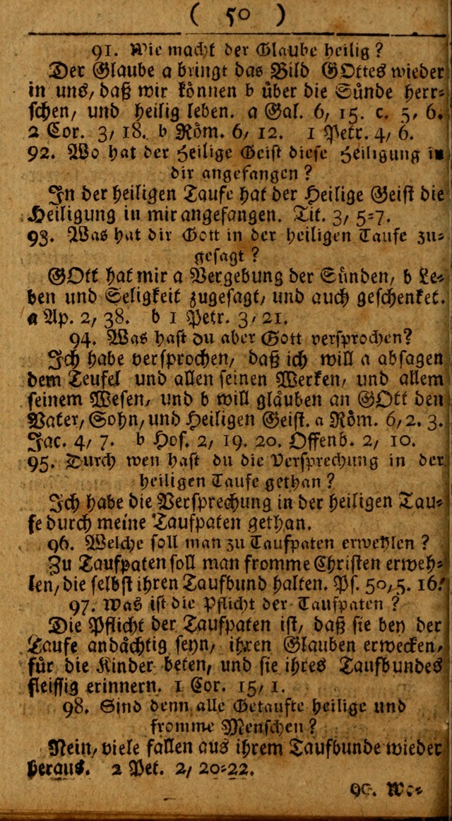 Kleine catechismus des D. Martin Luthers: nebst den gewoÌˆhulichen Morgen-Zisch- und Abend-Gebeten ; welchem die ordnung des heils ... wie auch ... d page 50