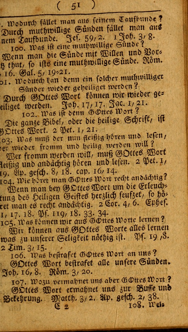 Kleine catechismus des D. Martin Luthers: nebst den gewoÌˆhulichen Morgen-Zisch- und Abend-Gebeten ; welchem die ordnung des heils ... wie auch ... d page 51